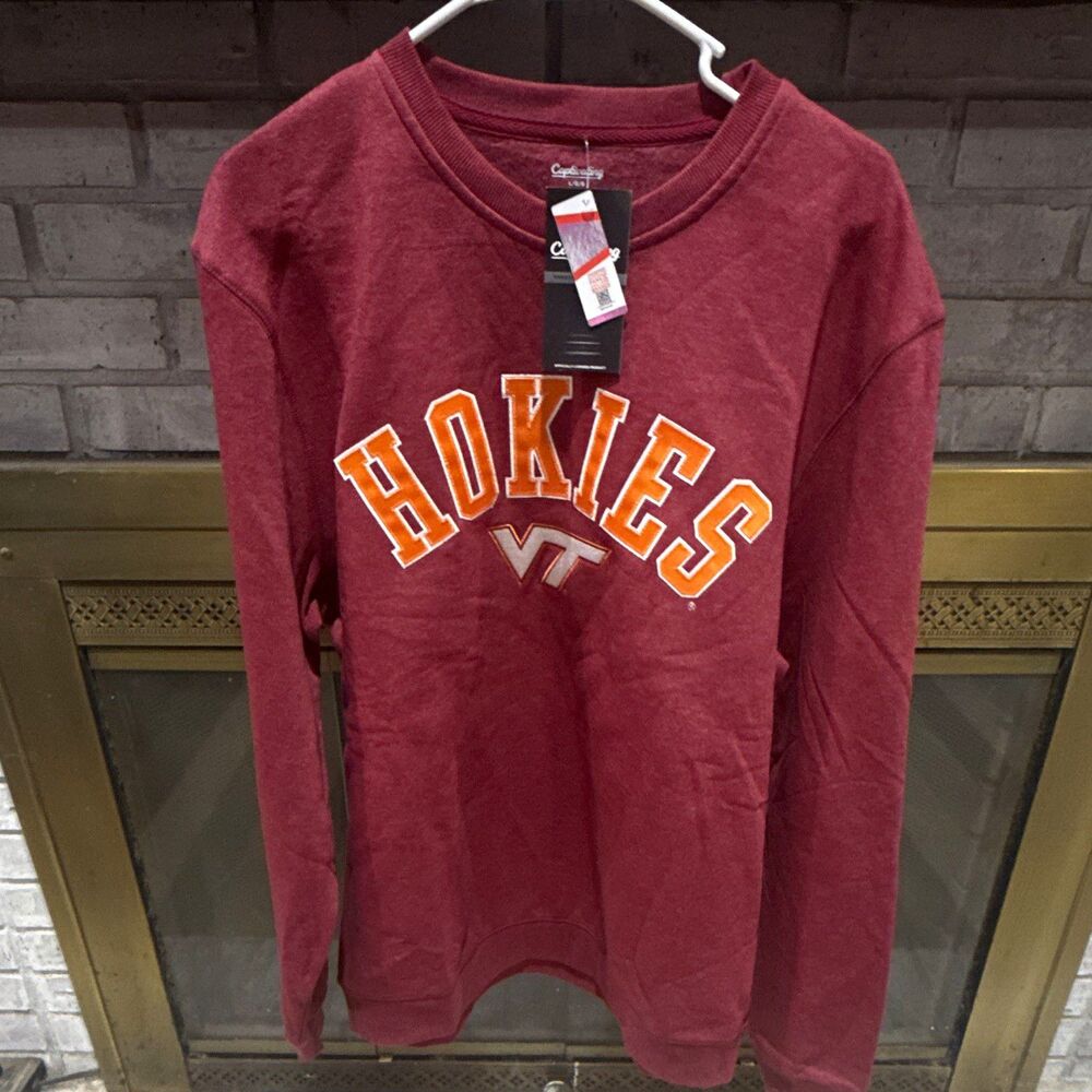 Captivating Virginia Tech Hokies Women’s Maroon Crew Sweatshirt Size L Licensed